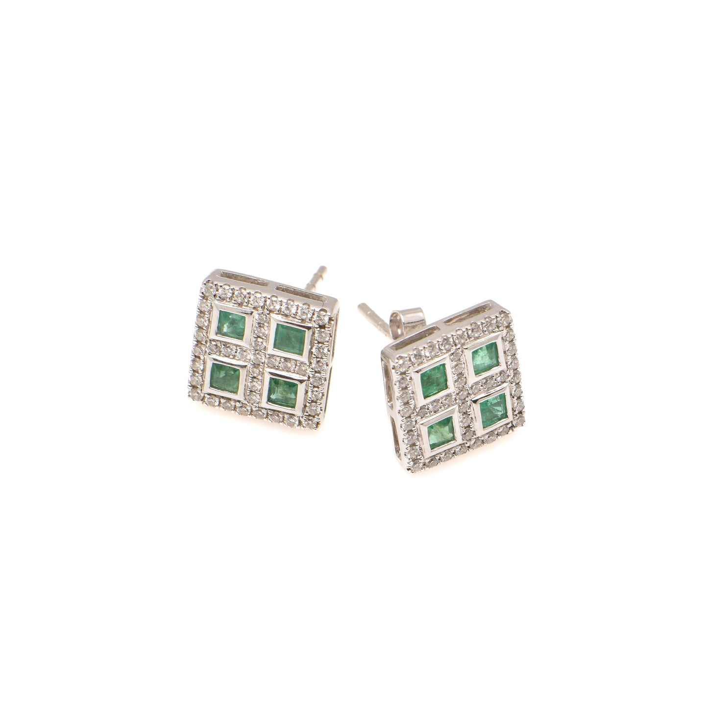 Emerald and Diamond Stud Earrings