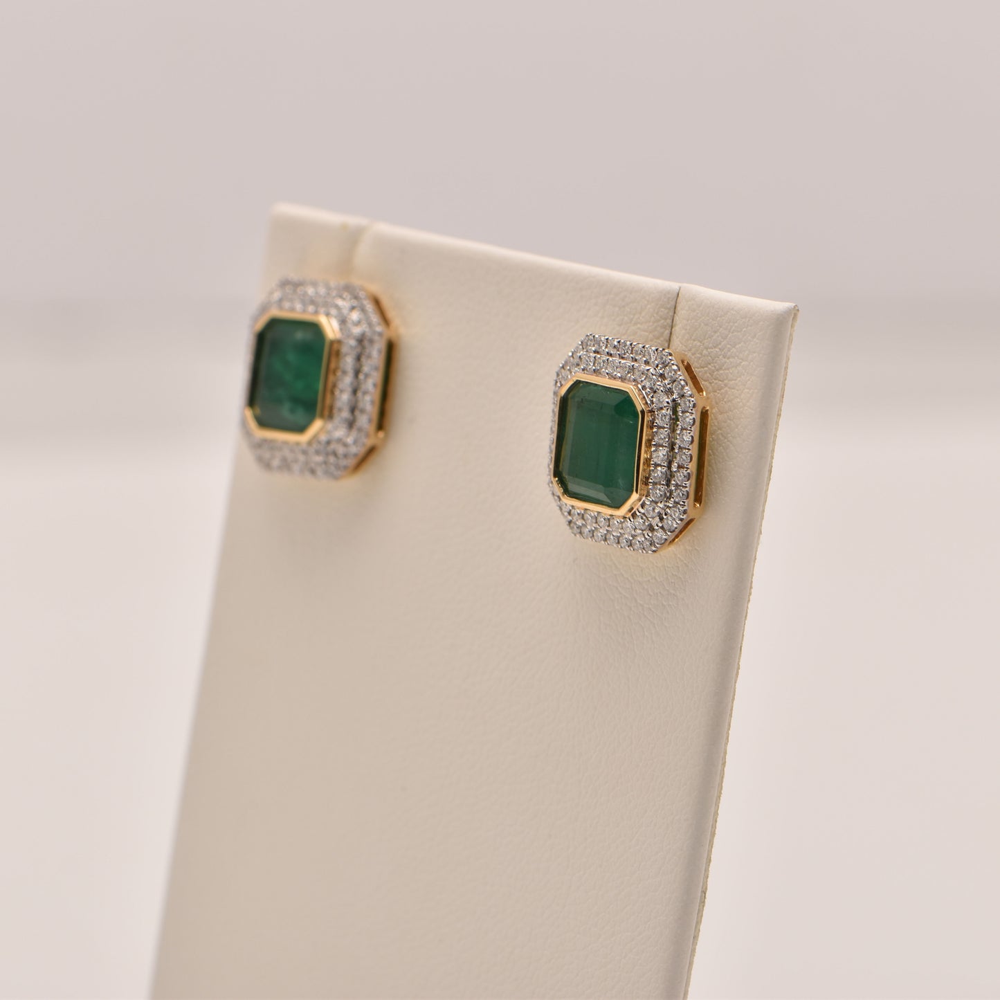 Emerald and Diamond Earrings in 18ct Two-tone Gold