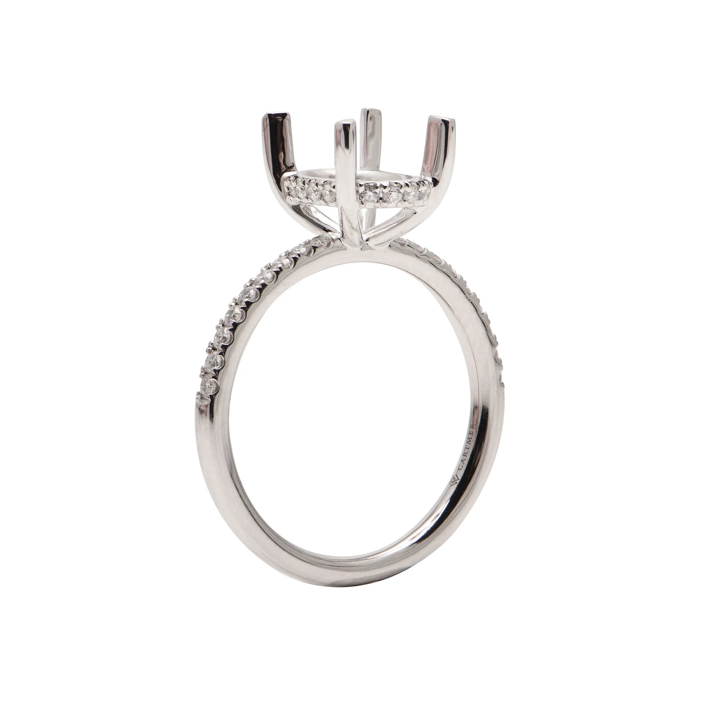 Hidden Halo Diamond Engagement Setting for Oval 1.5ct Size, 4 claw