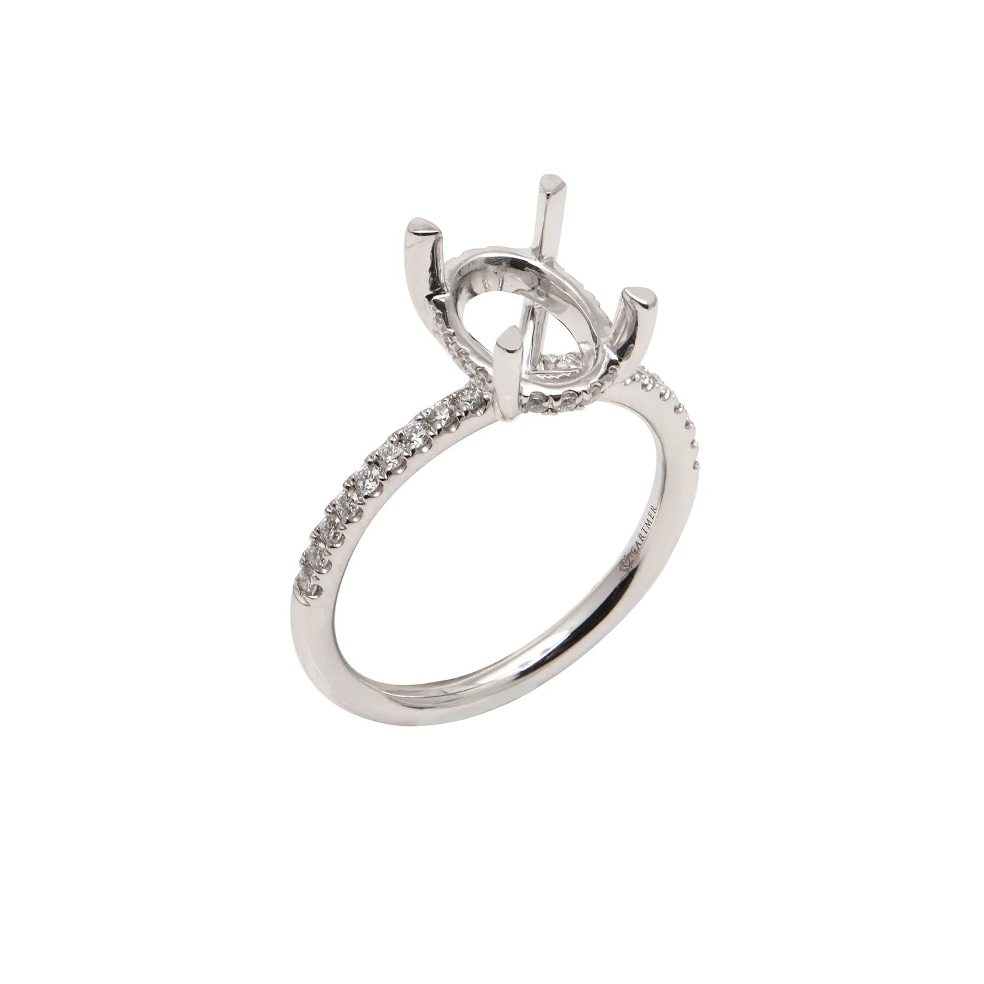 Hidden Halo Diamond Engagement Setting for Oval 1.5ct Size, 4 claw