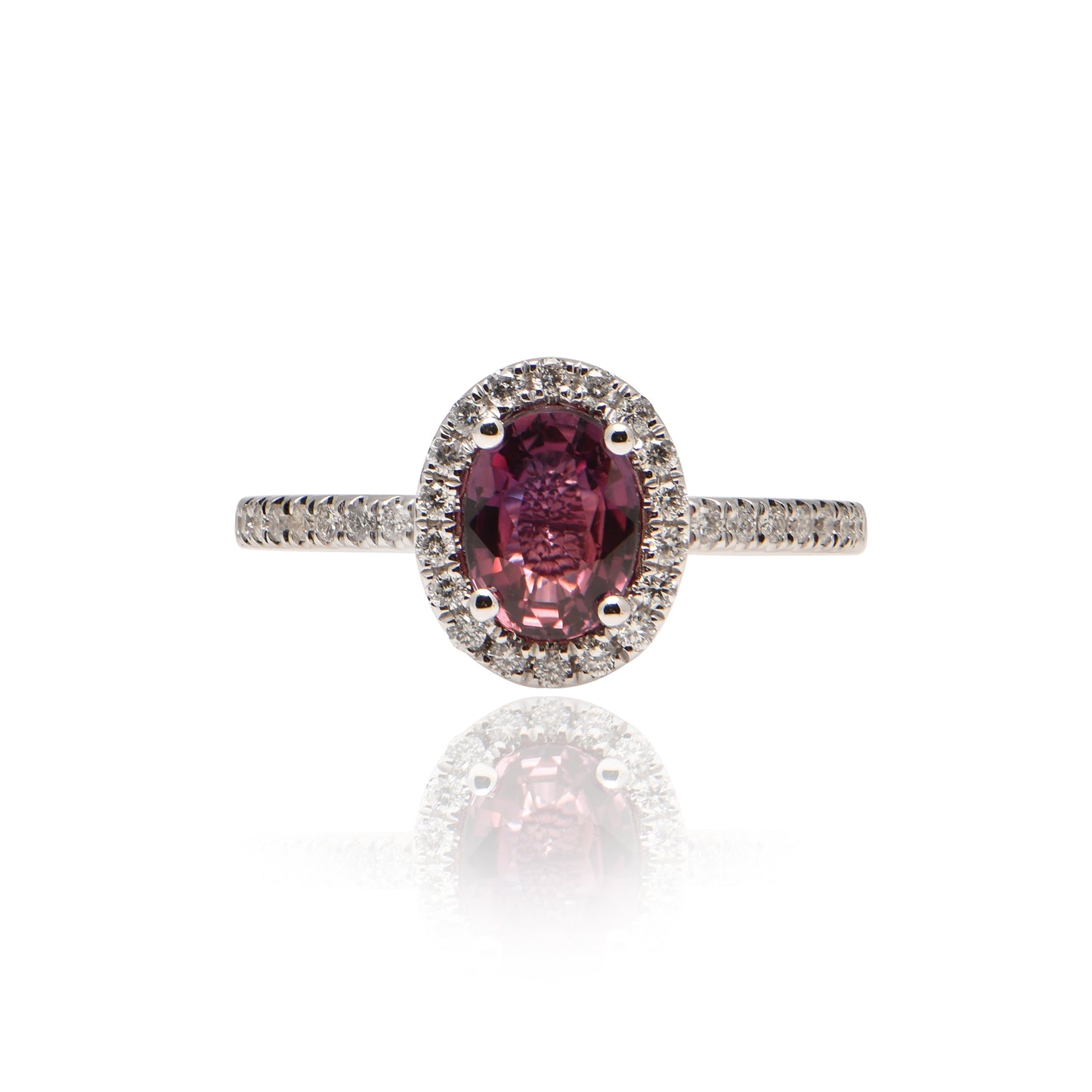 Cherry Red Sapphire and Diamond Ring