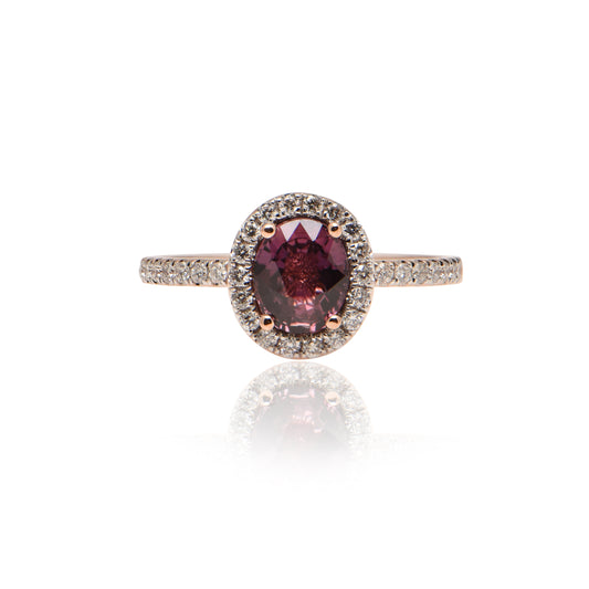 Cherry Red Sapphire and Diamond Ring