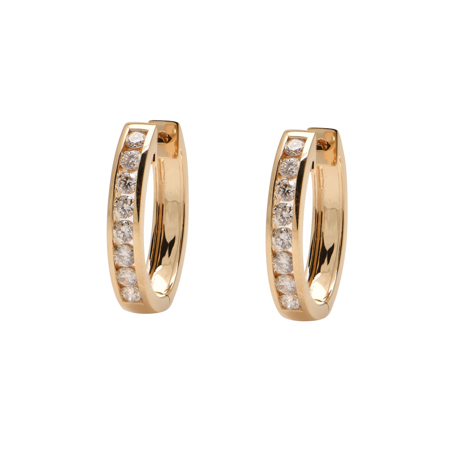 Diamond Channel Set Huggie Earrings