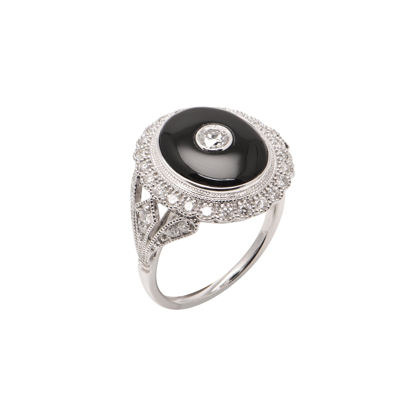 Art Deco Onyx and Diamond Ring