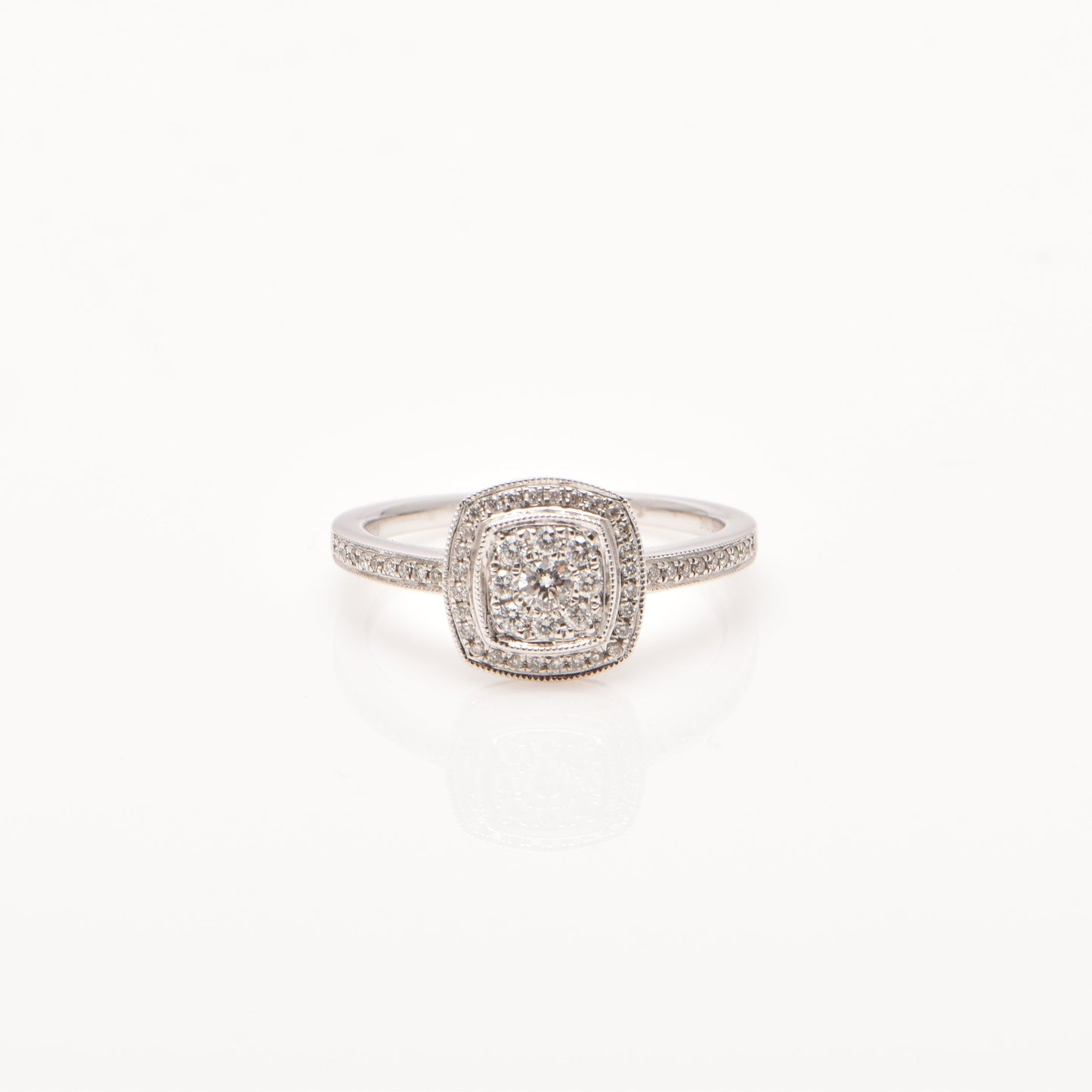 Diamond Dress Ring in 18ct White Gold With Small Cluster Diamonds