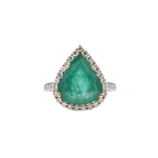 Pear Emerald and Diamond Ring