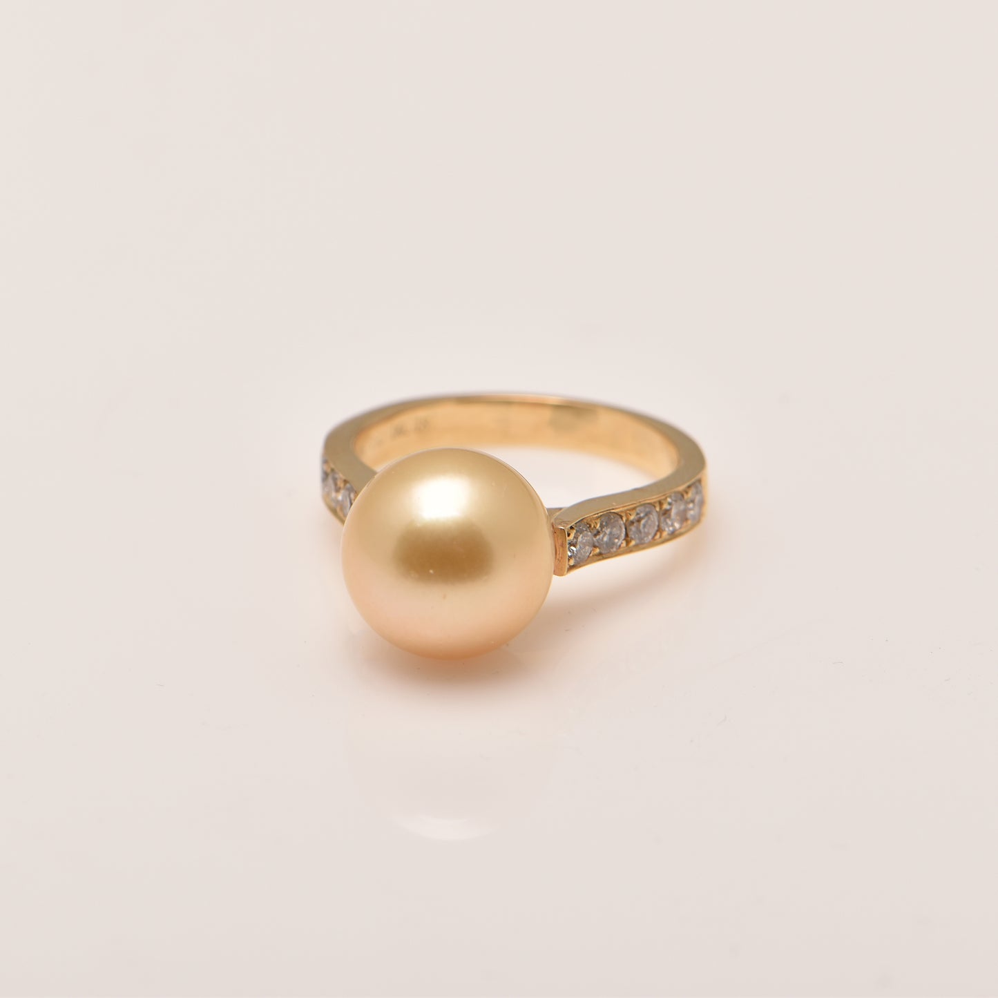 Golden Pearl and Diamond Ring