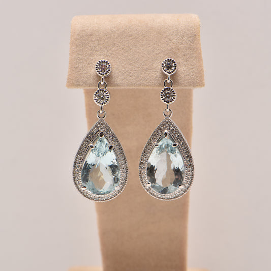 8.81ct Aquamarine and Diamond Earrings