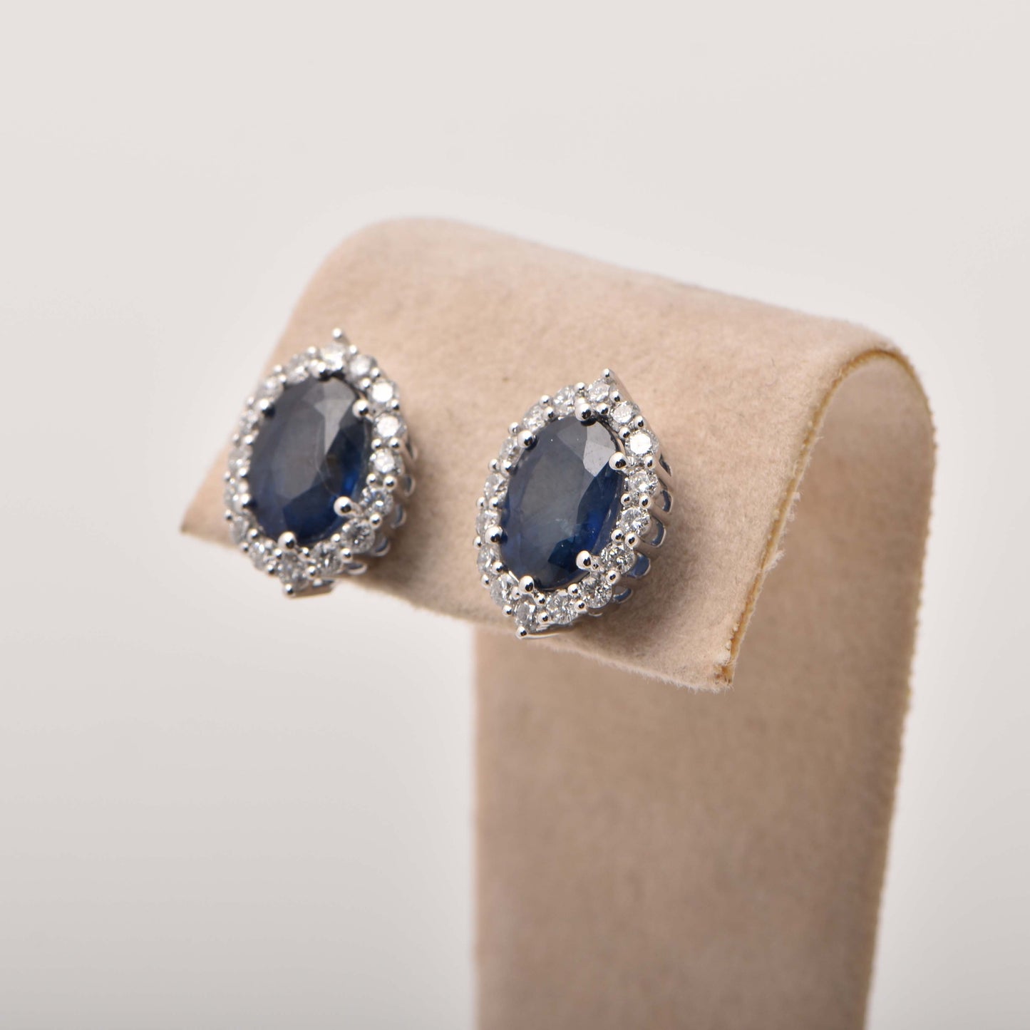 Ceylon Sapphire and Diamond Earrings In 18ct White Gold
