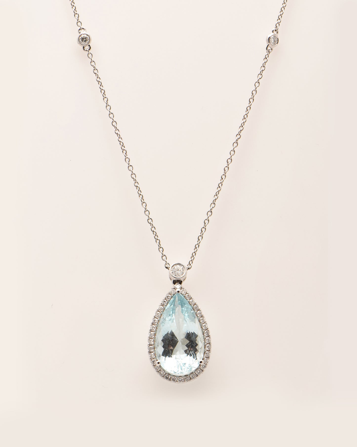 Aquamarine and Diamond Pendant Necklace