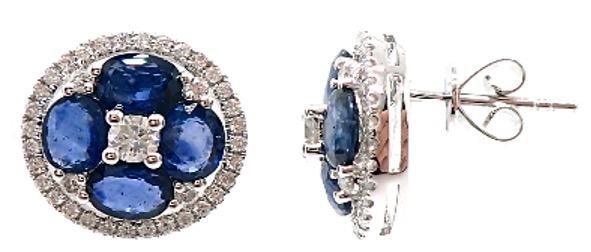 Ceylon Sapphire and Diamond Earring in 18ct Gold