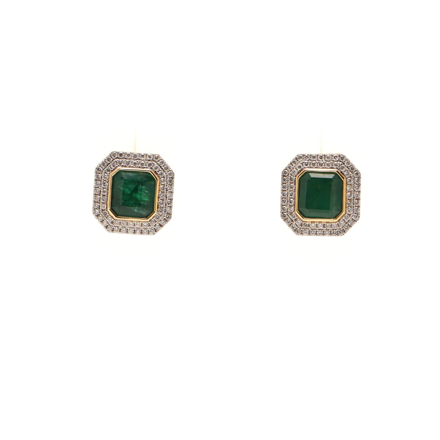Emerald and Diamond Earrings in 18ct Two-tone Gold