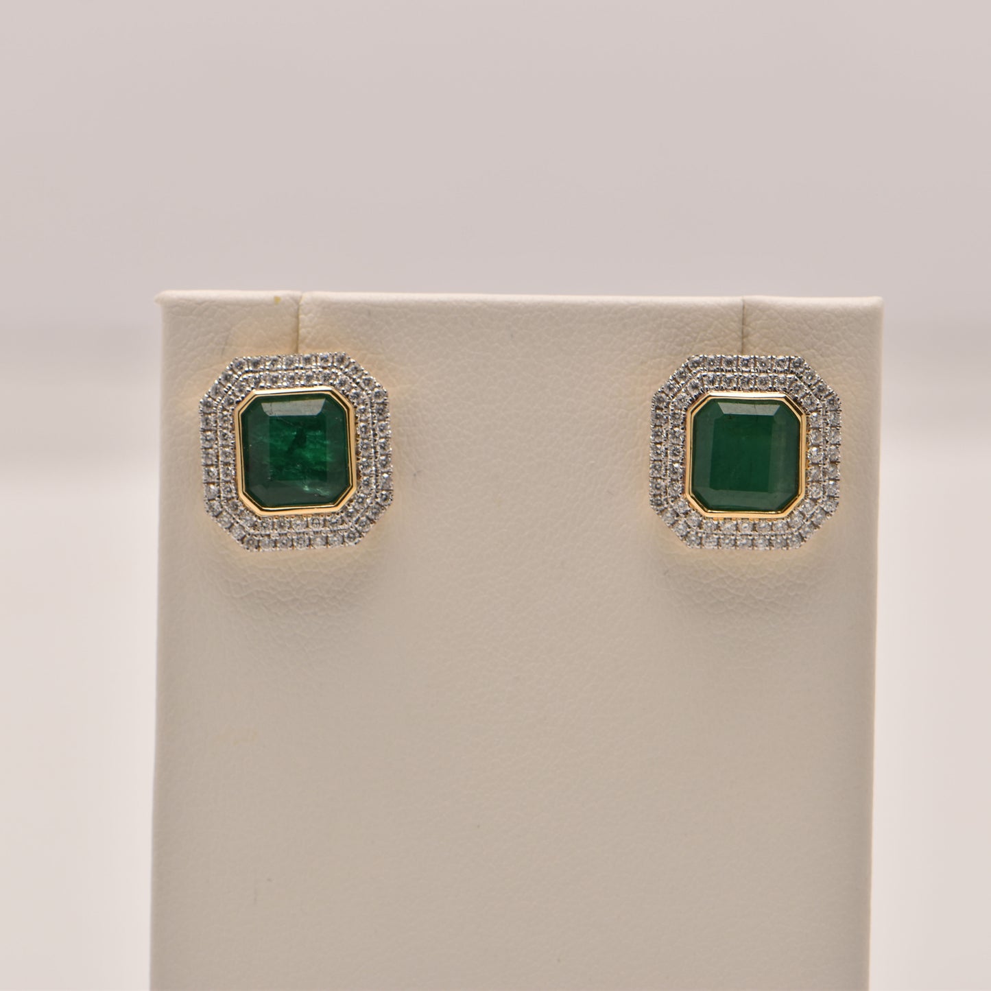 Emerald and Diamond Earrings in 18ct Two-tone Gold
