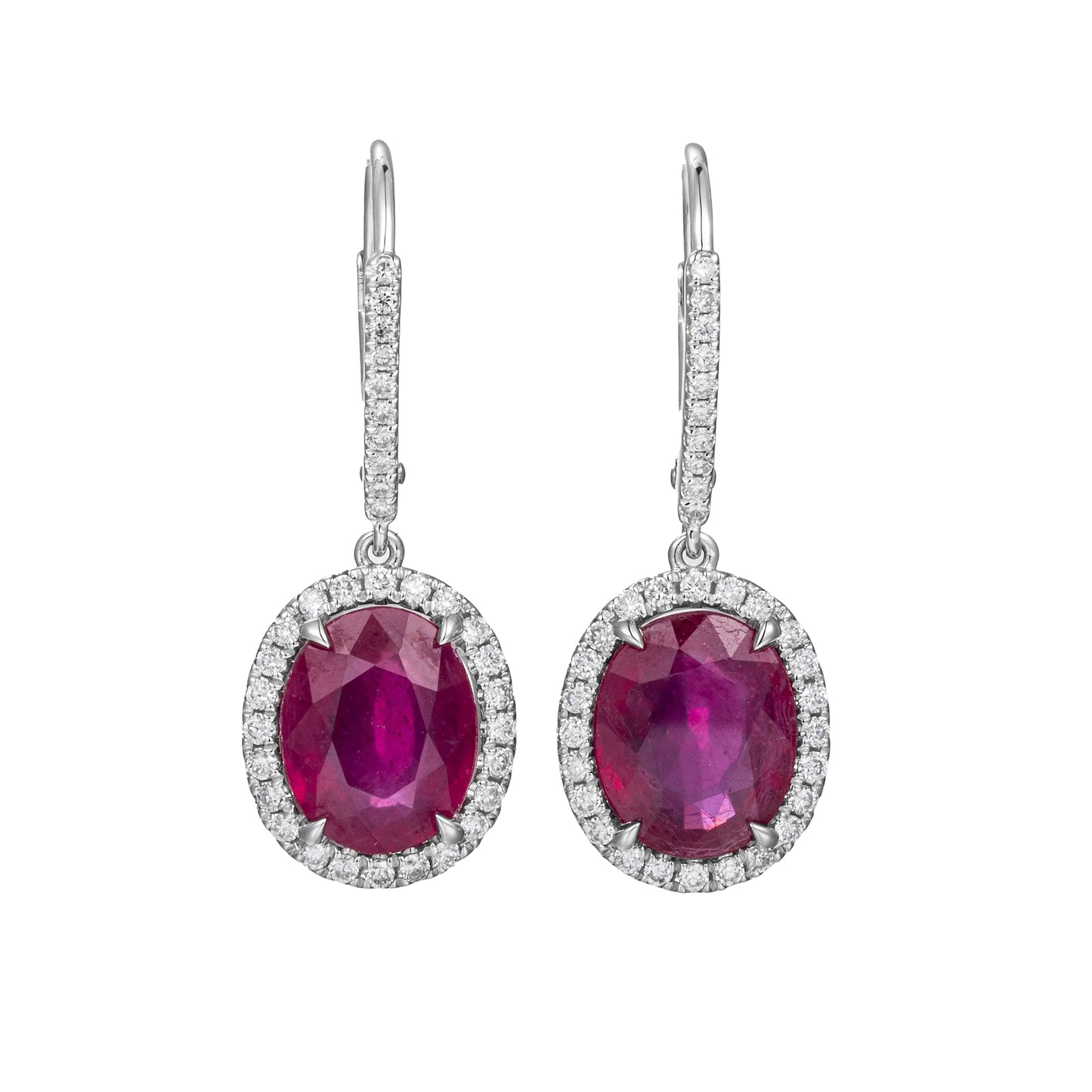 Ruby (Glass Filled) and Diamond Earrings