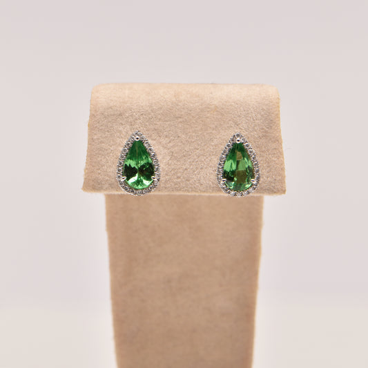 Tsavorite Garnet and Diamond Earring