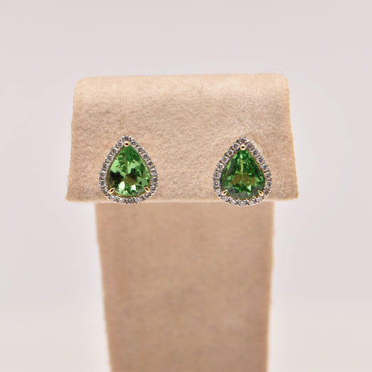Tsavorite Garnet and Diamond Earring