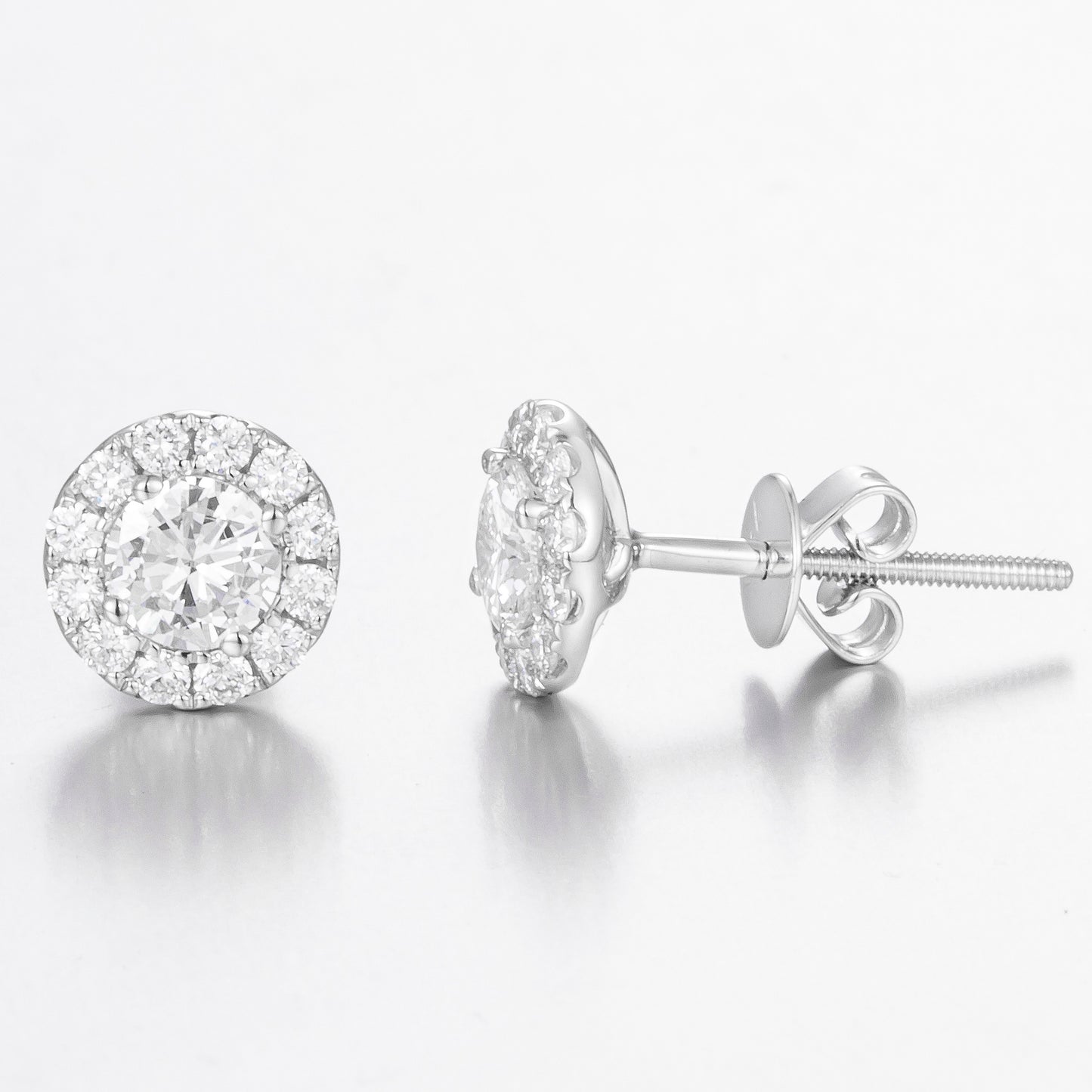 0.90ct Diamond Halo Stud Earrings