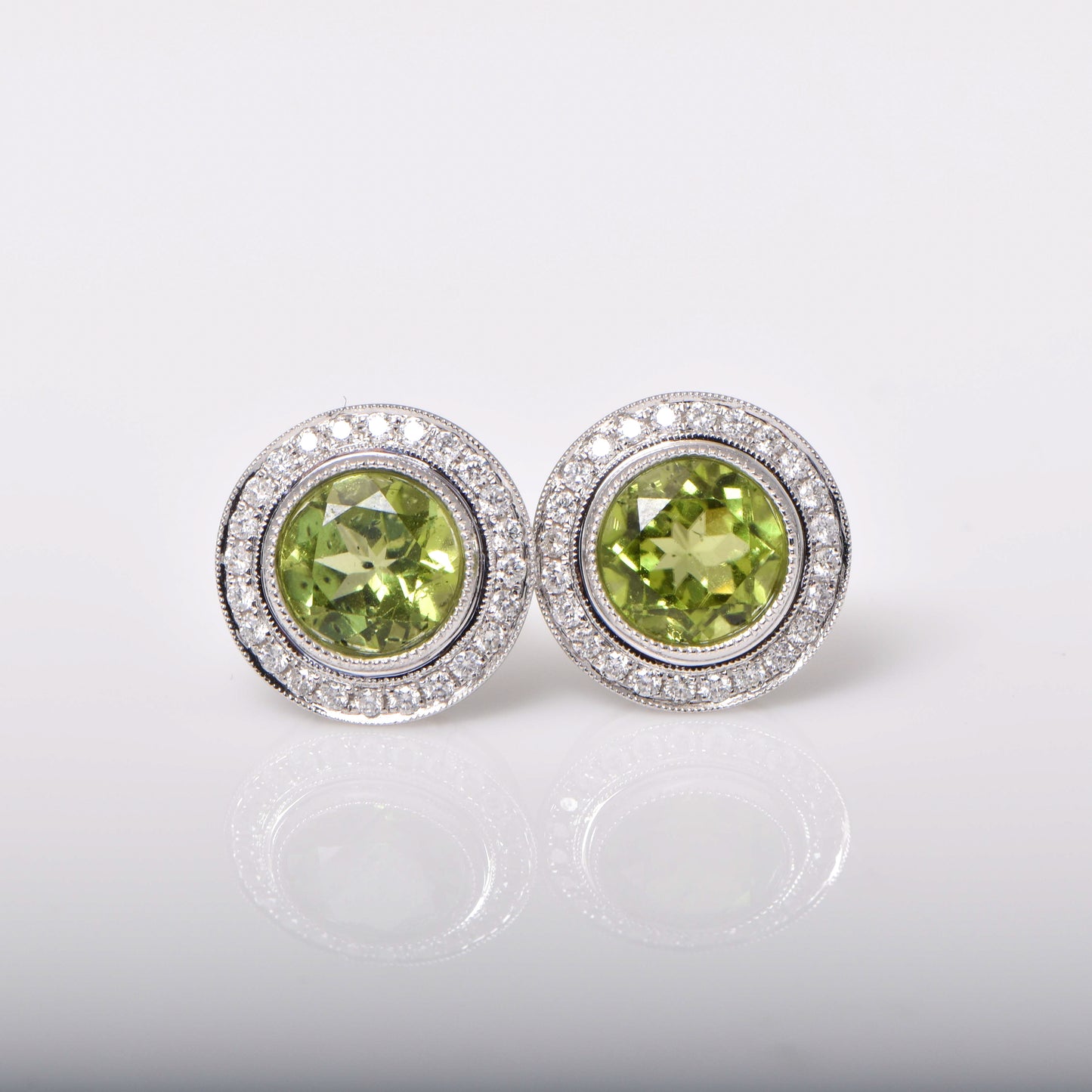 4.73ct Peridot and Diamond Earrings in 18ct White Gold