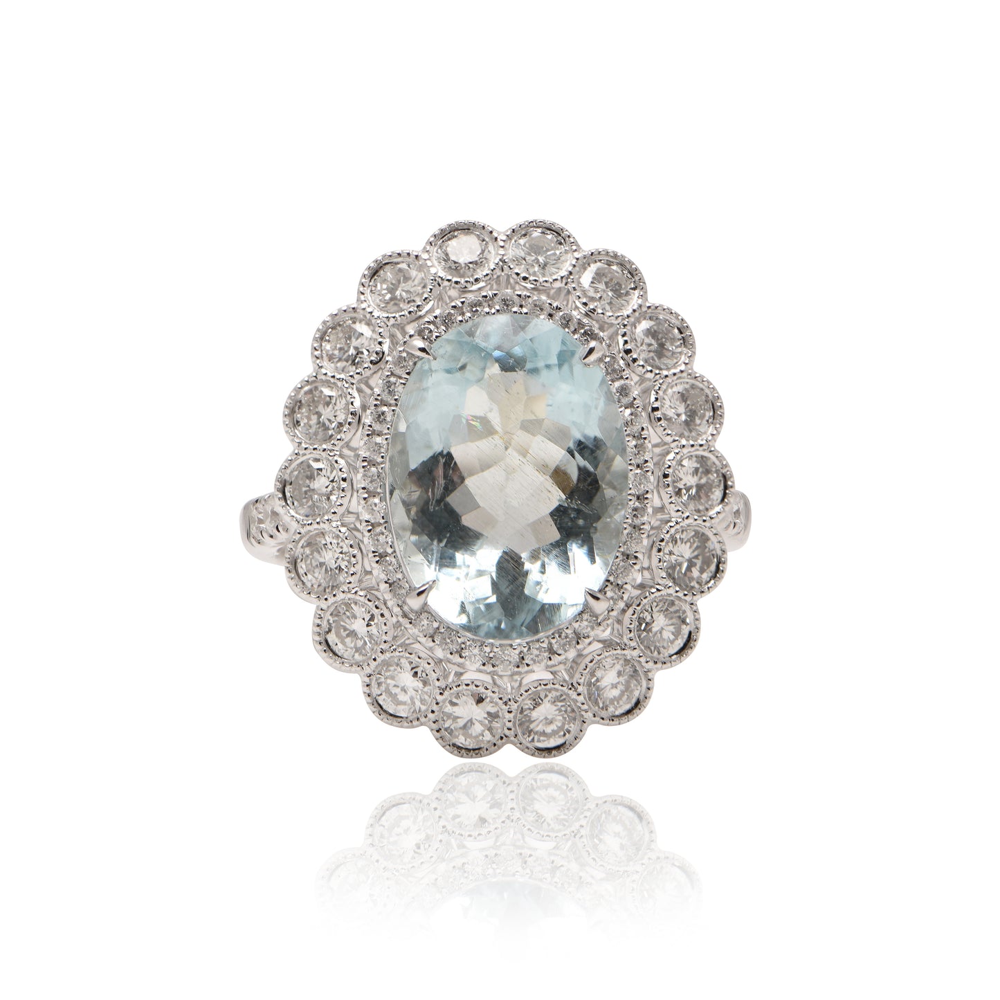 Aquamarine and Diamond Ring