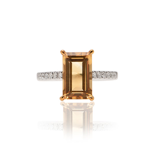 Citrine and Diamond Ring