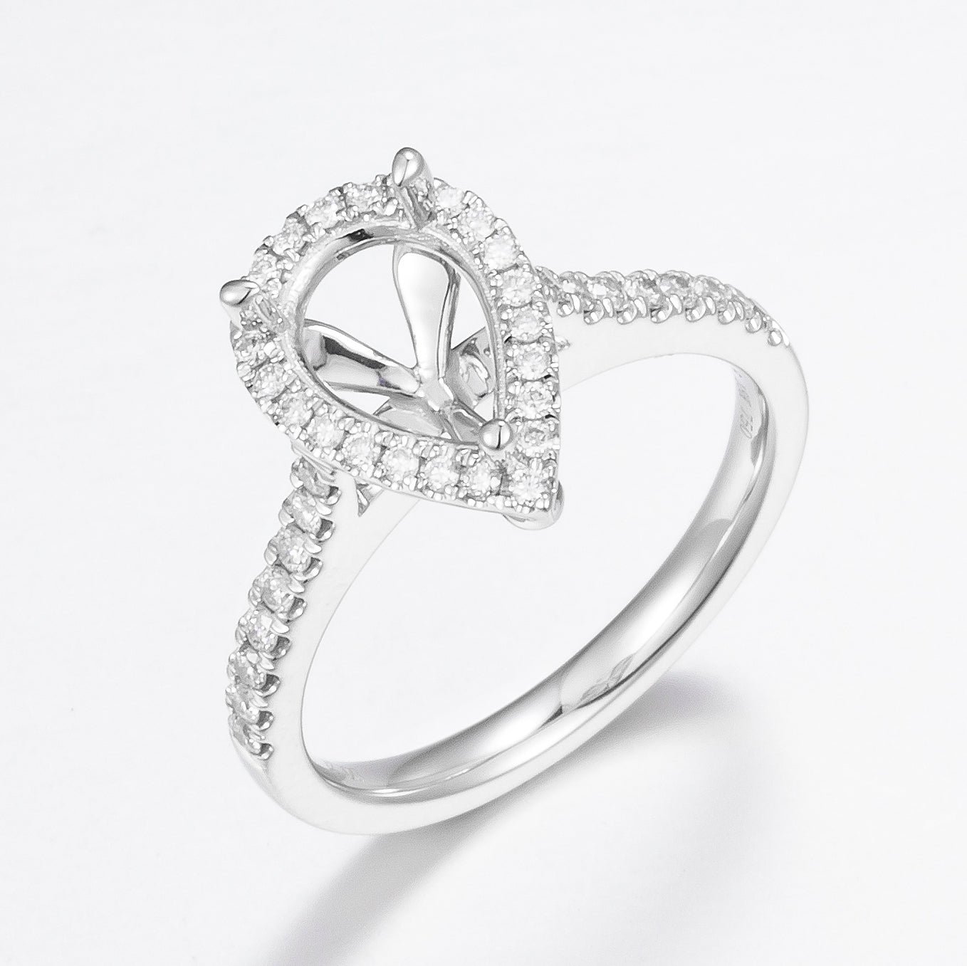 Pear Shape Diamond Engagement Ring (Setiting Price, add Lab or Natural Centre Diamond)