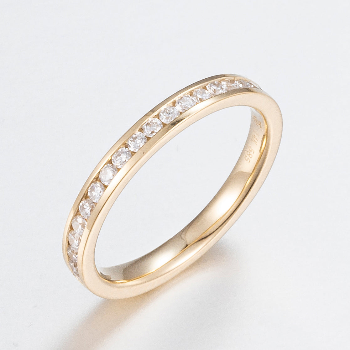 Channel Set Lab Grown Diamond Wedding Band in Gold