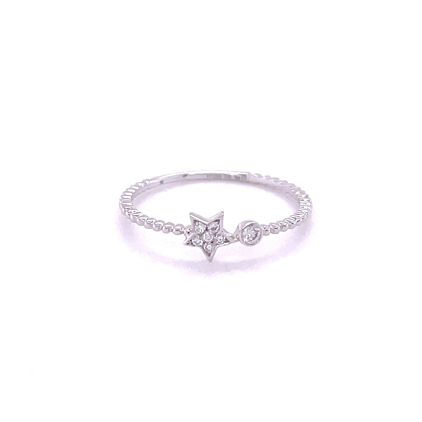 Diamond Star Shape Ring in 18ct White Gold