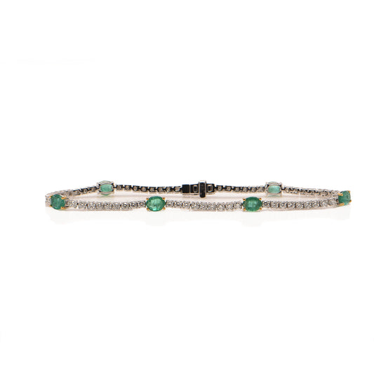 Emerald and  Bracelet In 18ct Gold