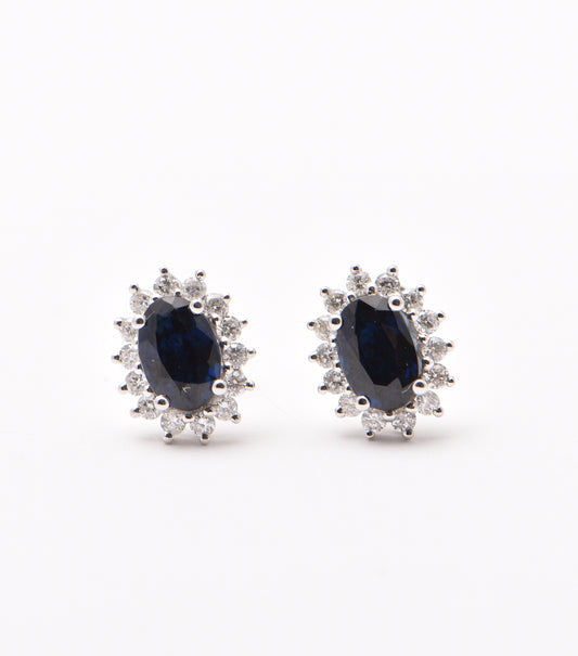 SAPPHIRE AND DIAMONDS STUD EARRING