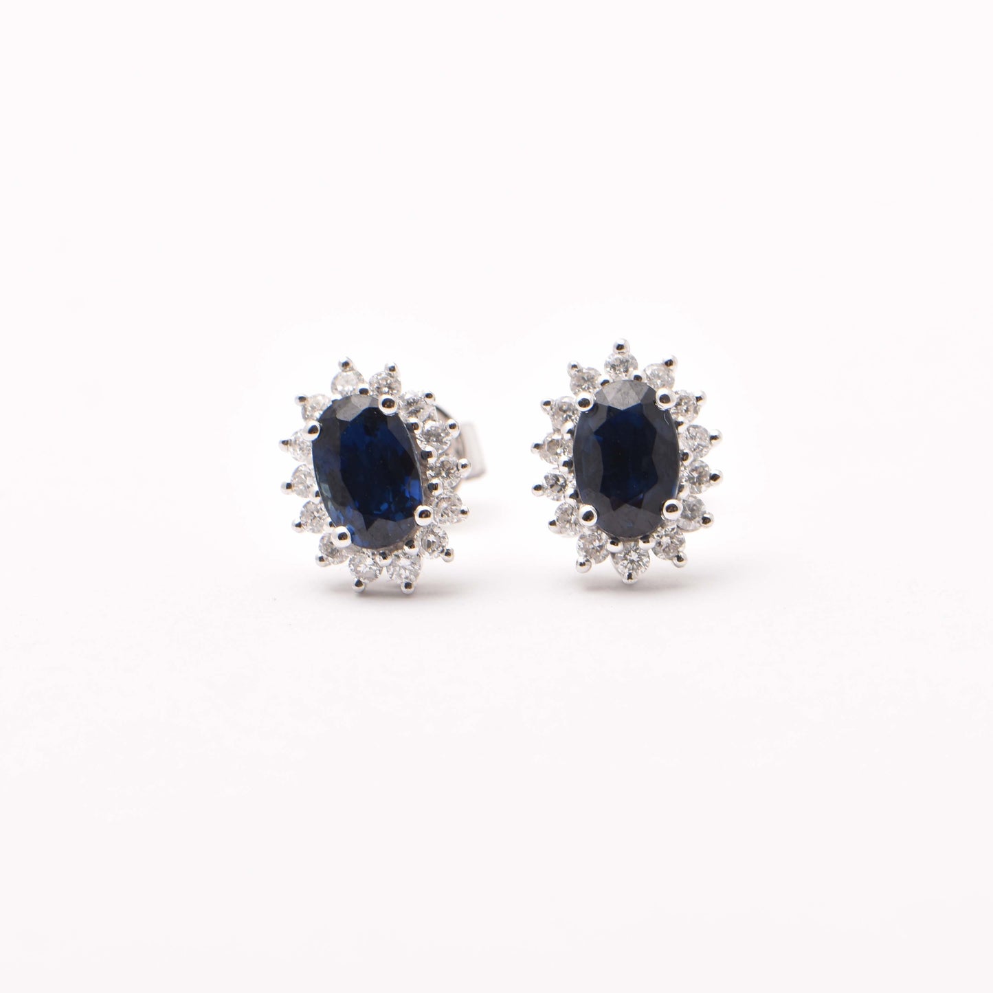 Ceylon Sapphire and Diamond Earrings in 18ct Gold