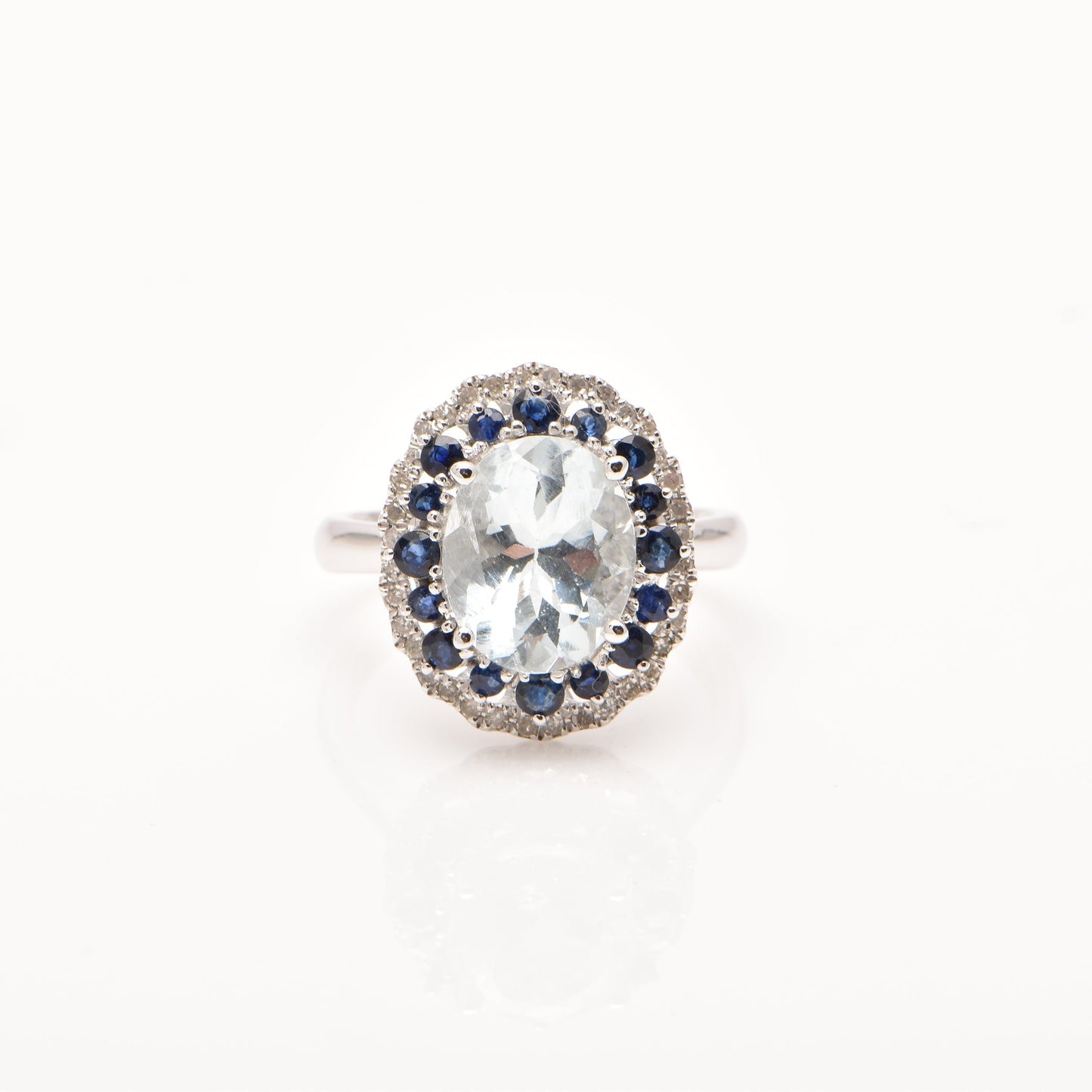 An Aquamarine Sapphire and Diamond Dress Ring