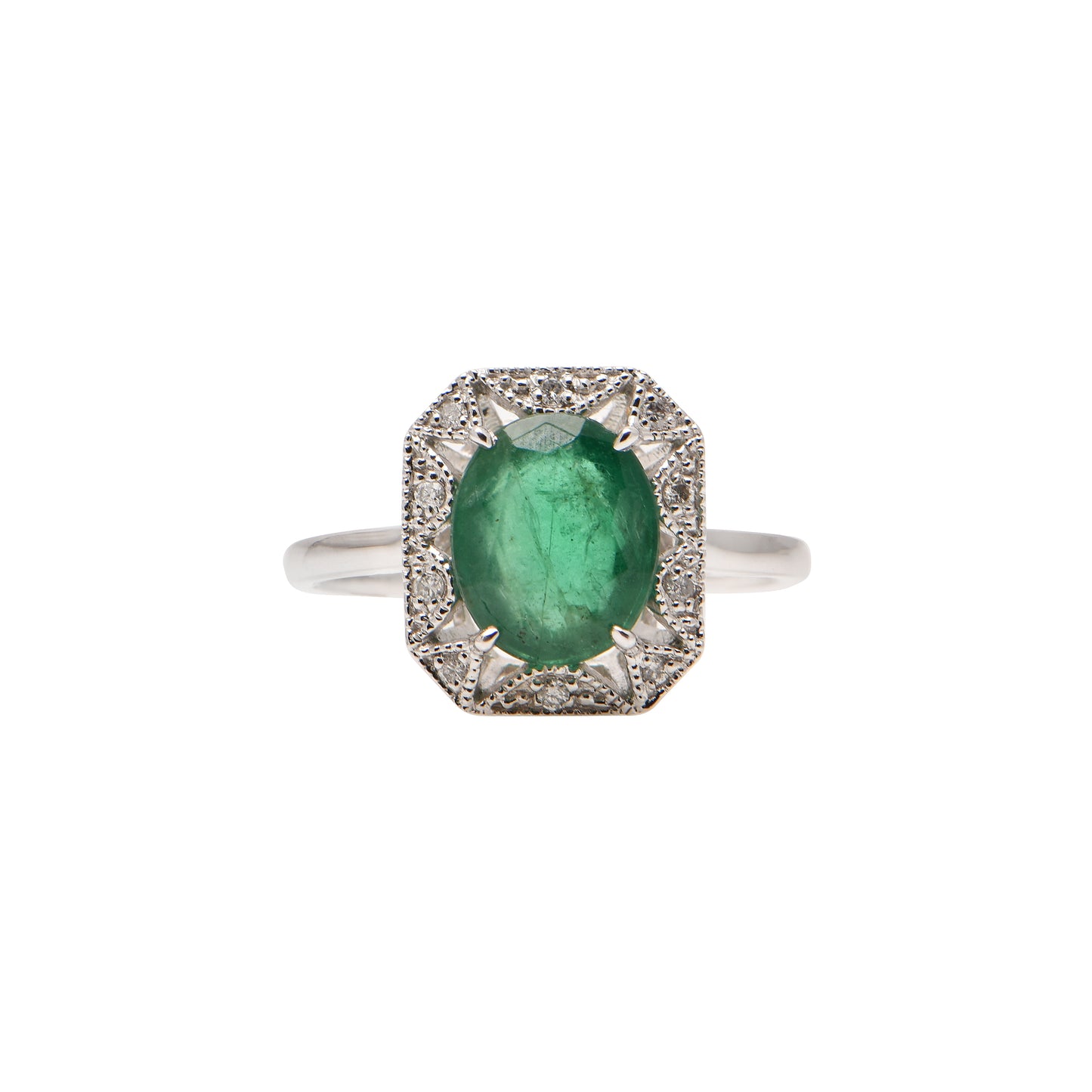 Platinum Emerald and Diamond Ring