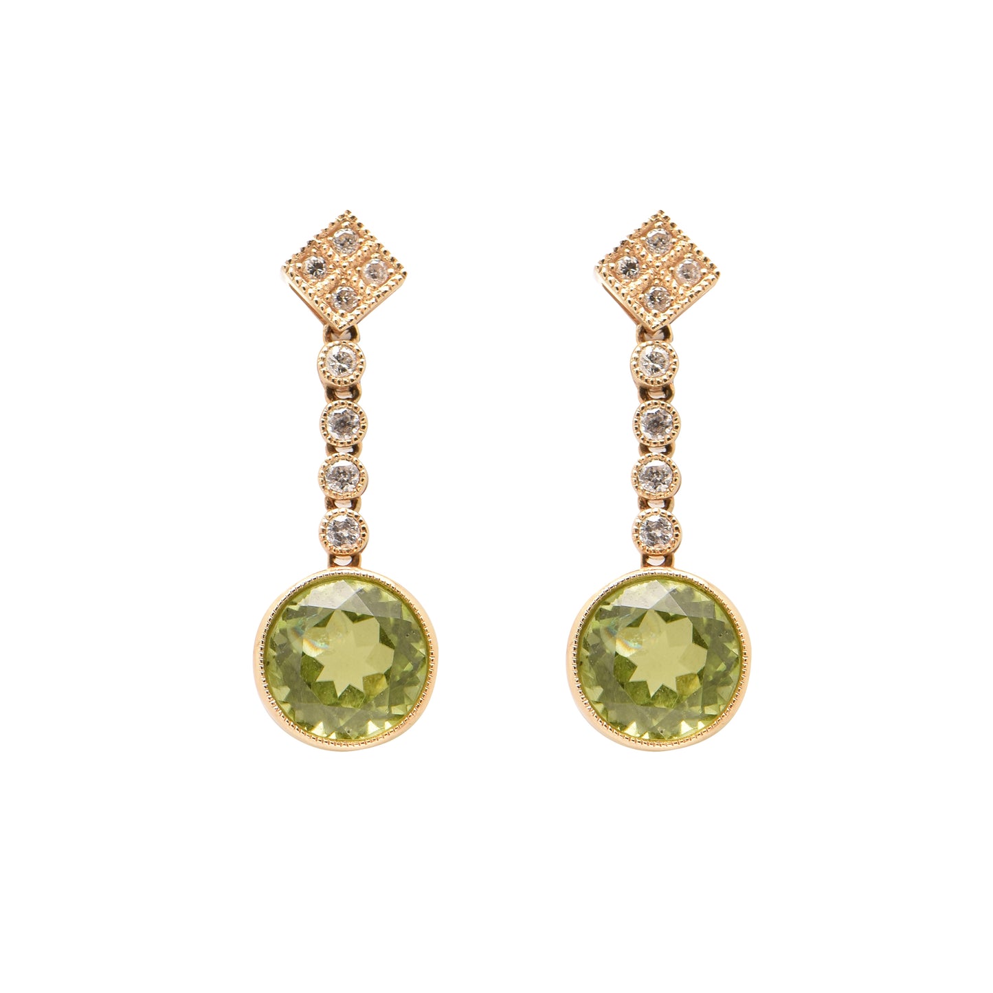 Peridot and Diamond Earrings