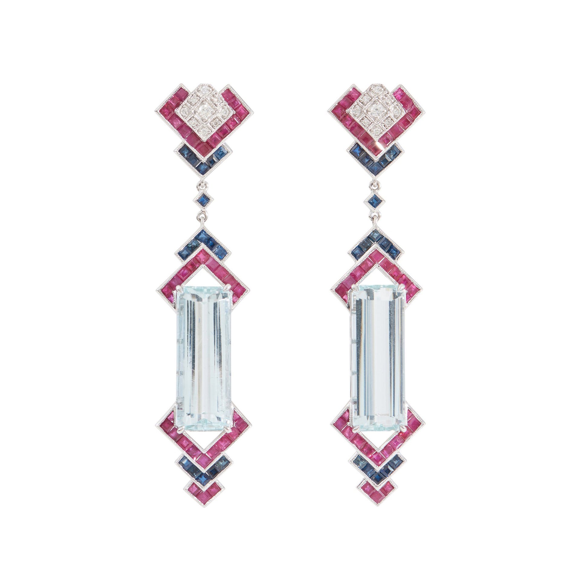Art Deco Multi Gemstone Earrings