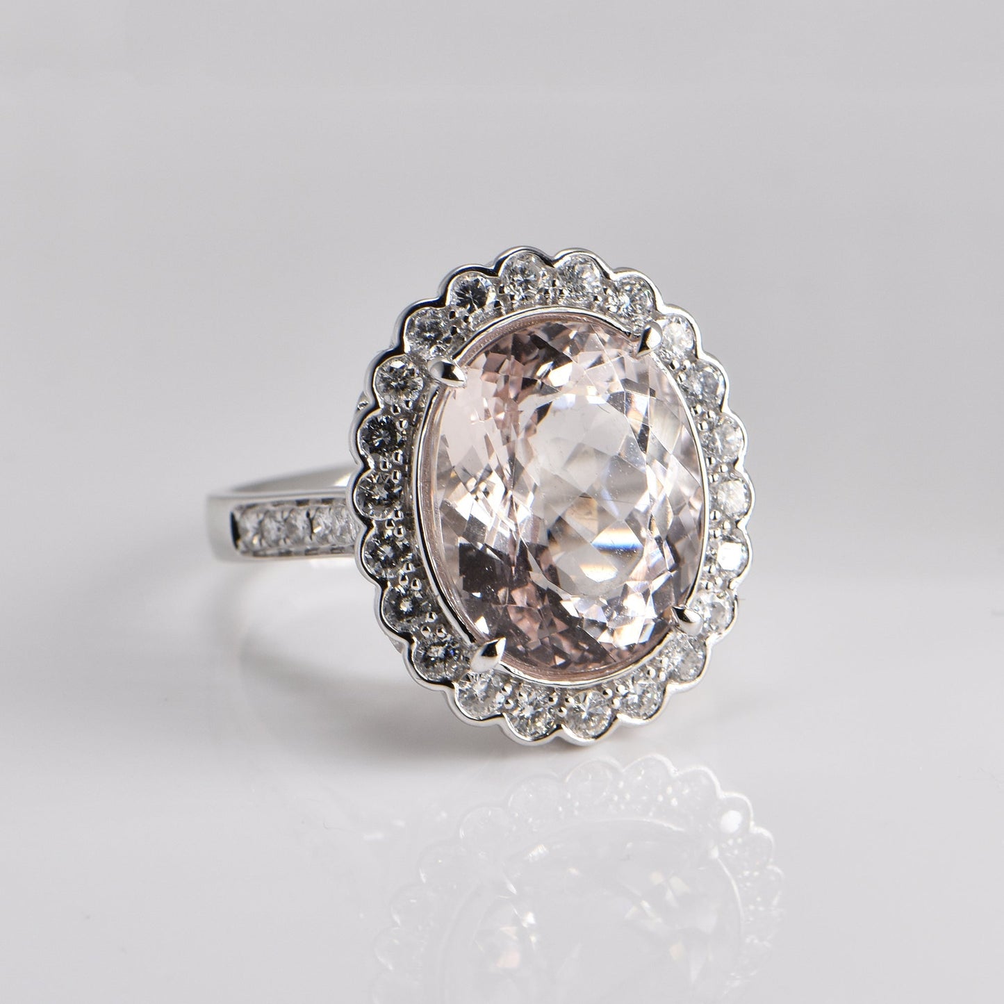 8.24ct Morganite and Diamond Ring in 18ct White Gold