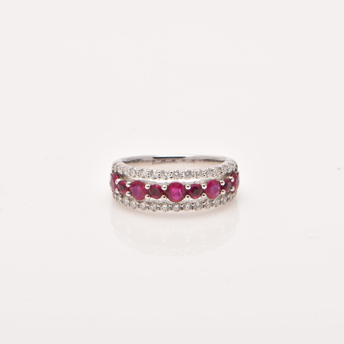 Ruby and Diamond Band in 18ct White Gold