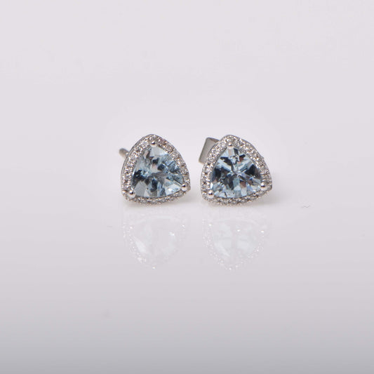 Aquamarine and Diamond Earrings in 18ct Gold