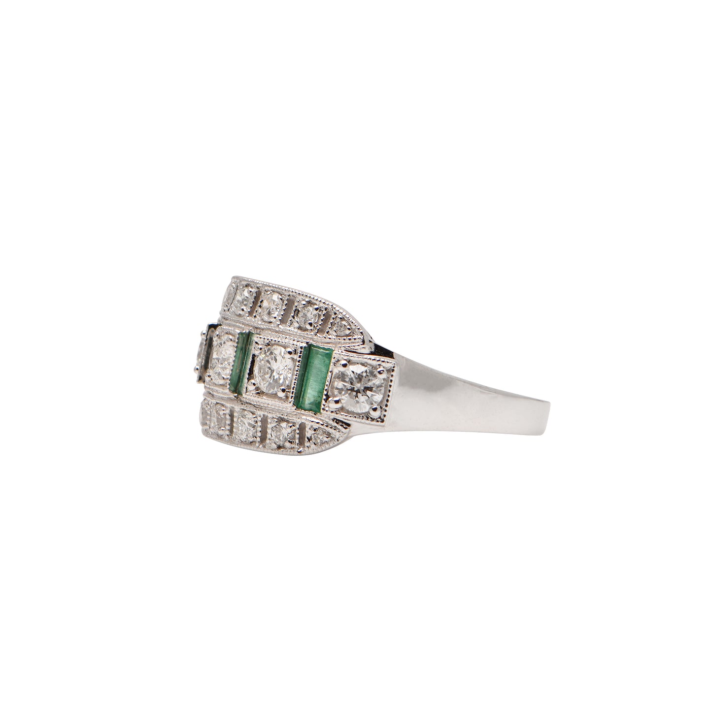 Diamond and Emerald Art Deco Dress Ring