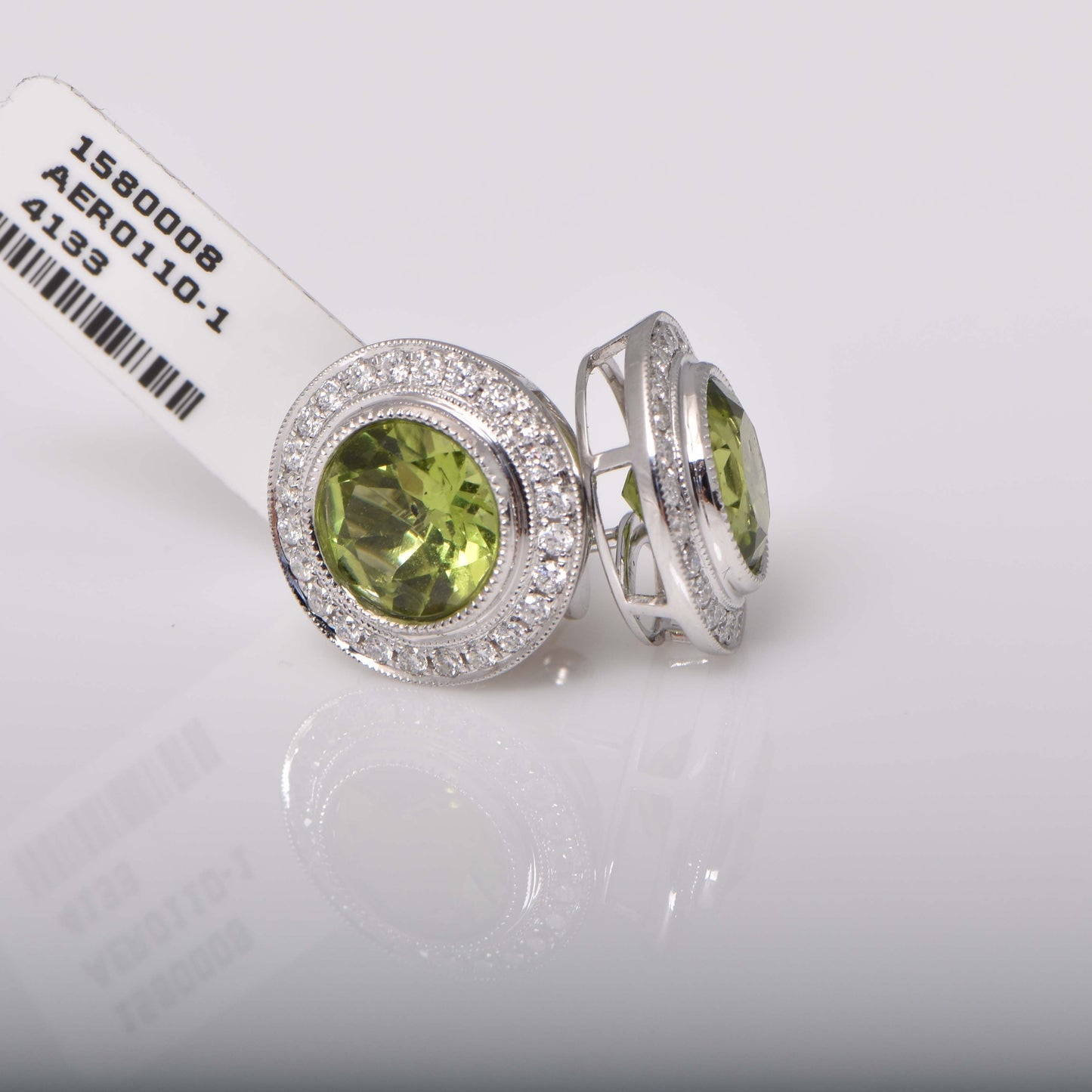 4.73ct Peridot and Diamond Earrings in 18ct White Gold