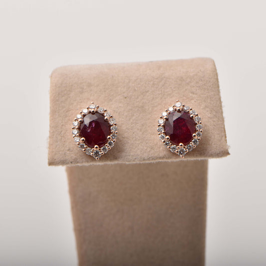 Ruby and Diamond Earrings in 18 Rose Gold