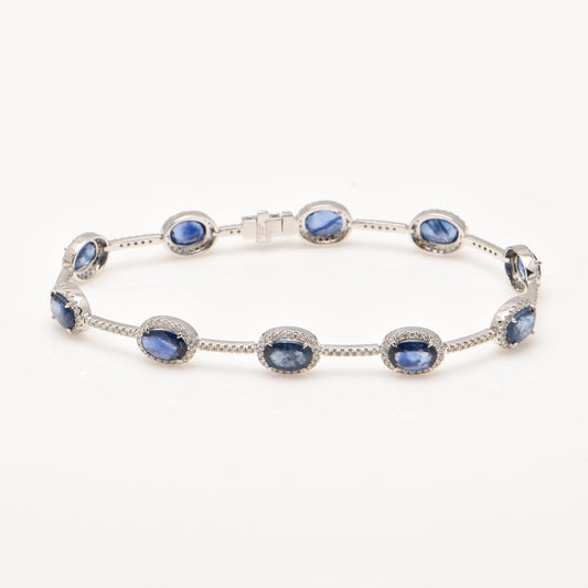 Ceylon Sapphire and Diamond Bracelet in 18ct Gold