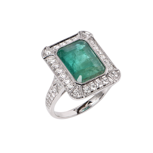 Emerald and Diamond Ring